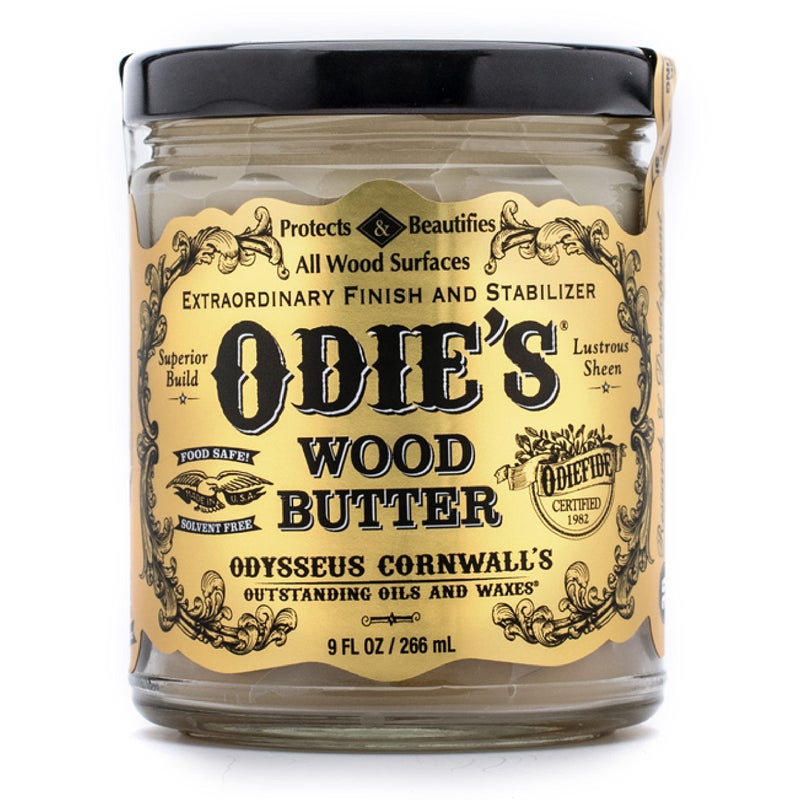 Odie's Wood Butter in a 9 ounce Glass Jar for Finishing Top Coats and Added Layer of Surface Protection - Image 1